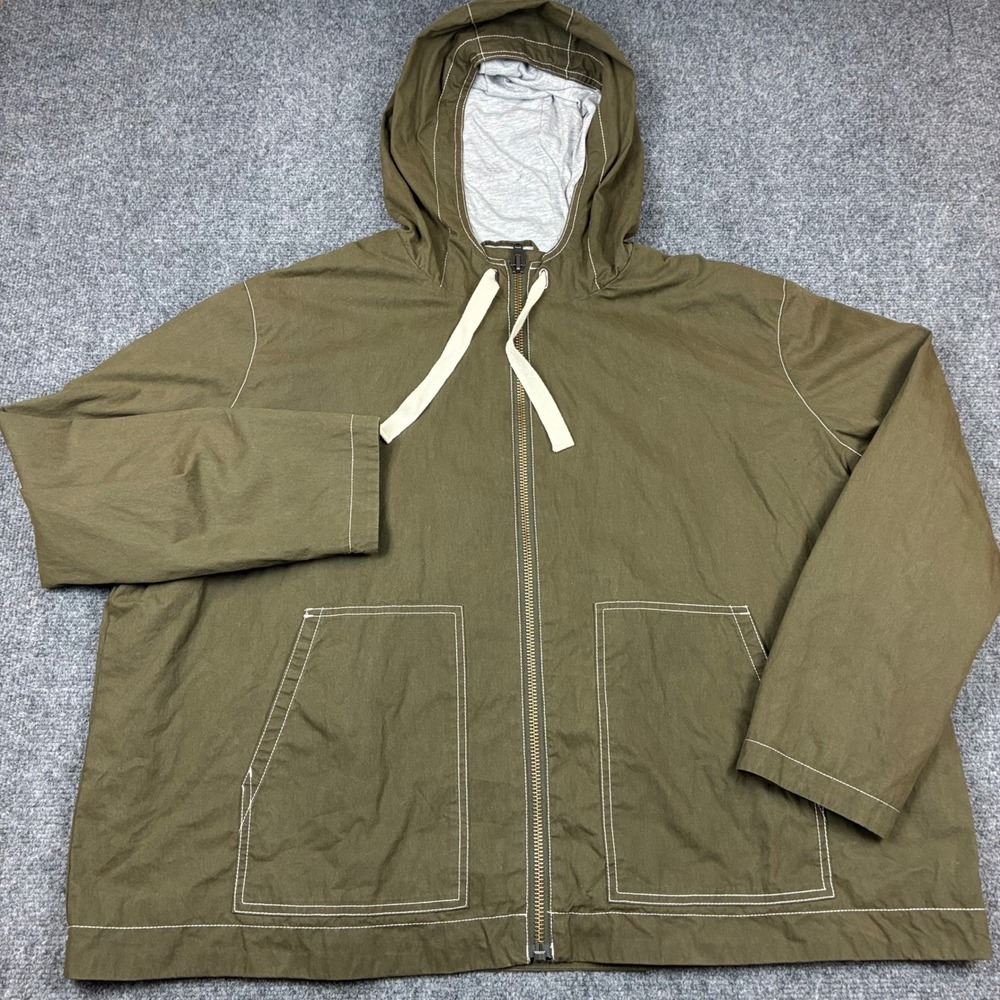 Boden Womens Olive Green Zip Up Hooded Jacket White Contrast Stitch Size US 18